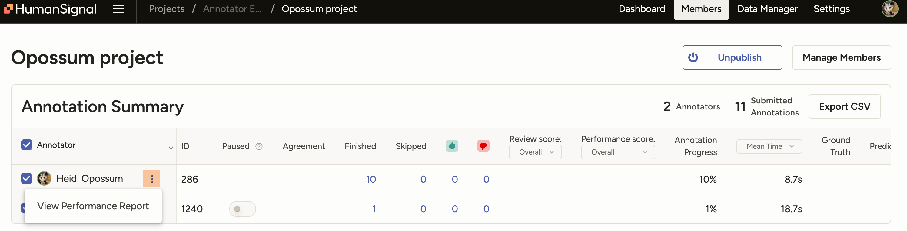 Screenshot of link on Members page